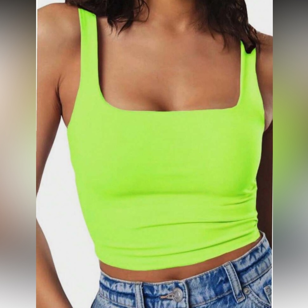 Women's Green Square Neck Top